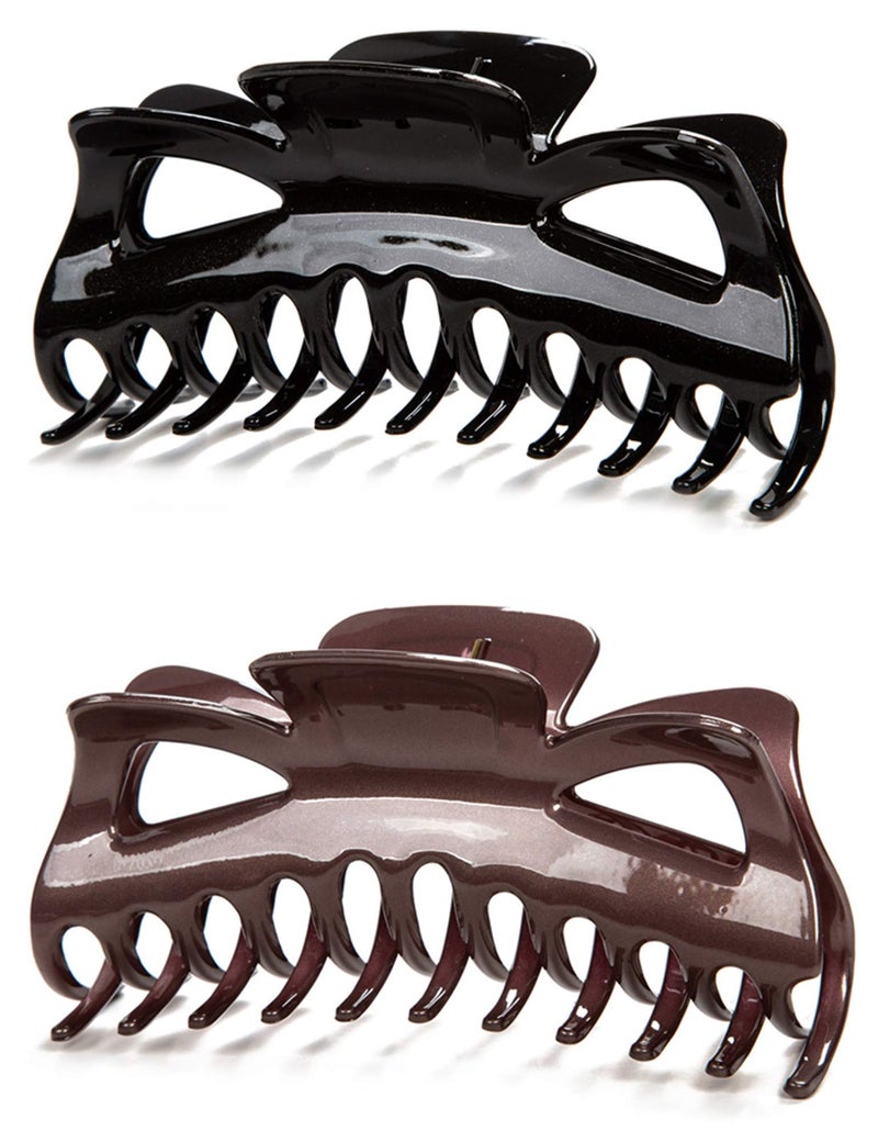 Prettyou Thick Hair Super Large Clips Crystal Plastic Claw Clamps Hairgrips Clips Accessories for Women 2 pack D