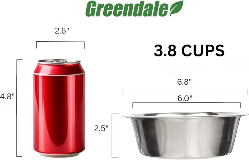 Greendale - 2 Pack - 3.8 Cup Capacity - Stainless Steel Metal Dog Bowls - Perfect for Dog Food and Water. Wrong Size? Click to Look at Our Size Options. - Image 4