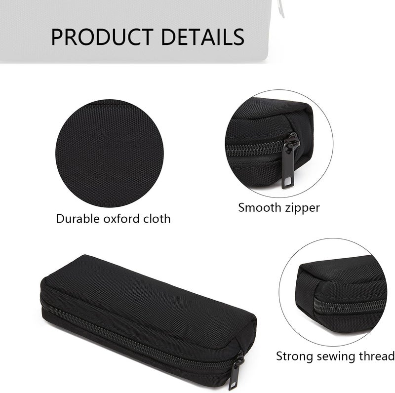 YONBEN Multi Color Zipper Pencil Pouch Pen Bag Canvas Pencil Case Stationary Bag (Black) - Image 4