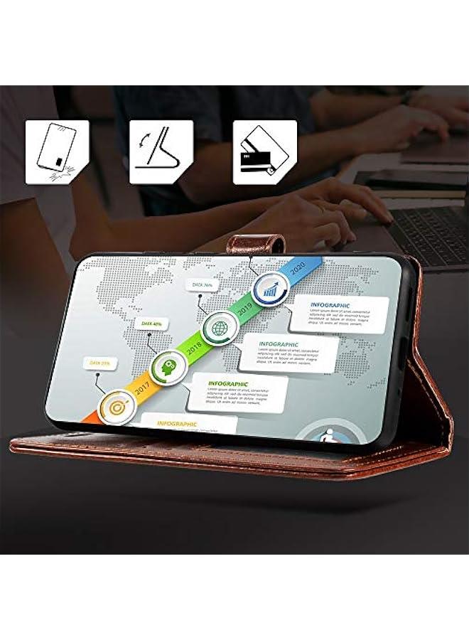 Huawei Honor 200 Lite 5G - Brown Leather Flip Case with Card Holder  Kickstand - Image 5