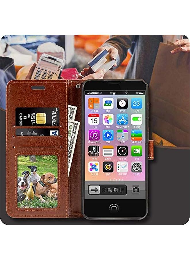 Huawei Honor 200 Lite 5G - Brown Leather Flip Case with Card Holder  Kickstand - Image 3