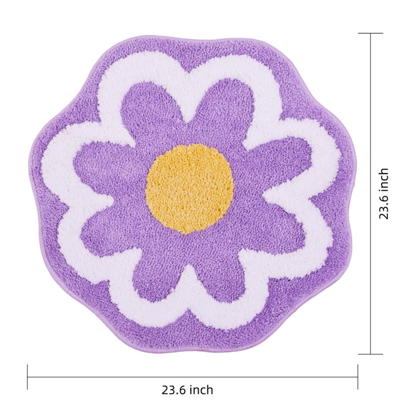 TRUEDAYS Bathroom Rugs Cute Bath Mat for Women Small Water Absorbent Non Slip Bath Rug Purple Flower Soft Microfiber Washable Bathroom Mat Bathroom decoration - Image 2