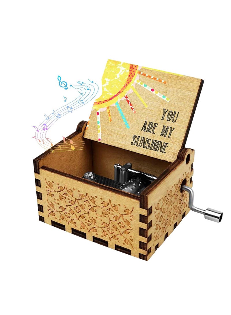SOLARAE You are My Sunshine Wood Music Box Laser Engraved Vintage Wooden Hand Crank Giftsfor Wife Daughter Son for Birthday Anniversary Wedding Valentine Mother‚Äôs Day - Image 1
