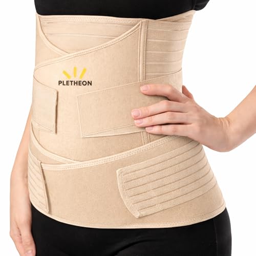 PLETHEON 3-in-1 Post Pregnancy Abdominal Belt for Women – Post Delivery Belly, Waist & Pelvis Support Wrap | Postpartum Tummy Compression Shapewear | Free Size 30–46 Inch | Beige - Image 1