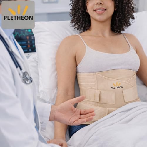 PLETHEON 3-in-1 Post Pregnancy Abdominal Belt for Women – Post Delivery Belly, Waist & Pelvis Support Wrap | Postpartum Tummy Compression Shapewear | Free Size 30–46 Inch | Beige - Image 5