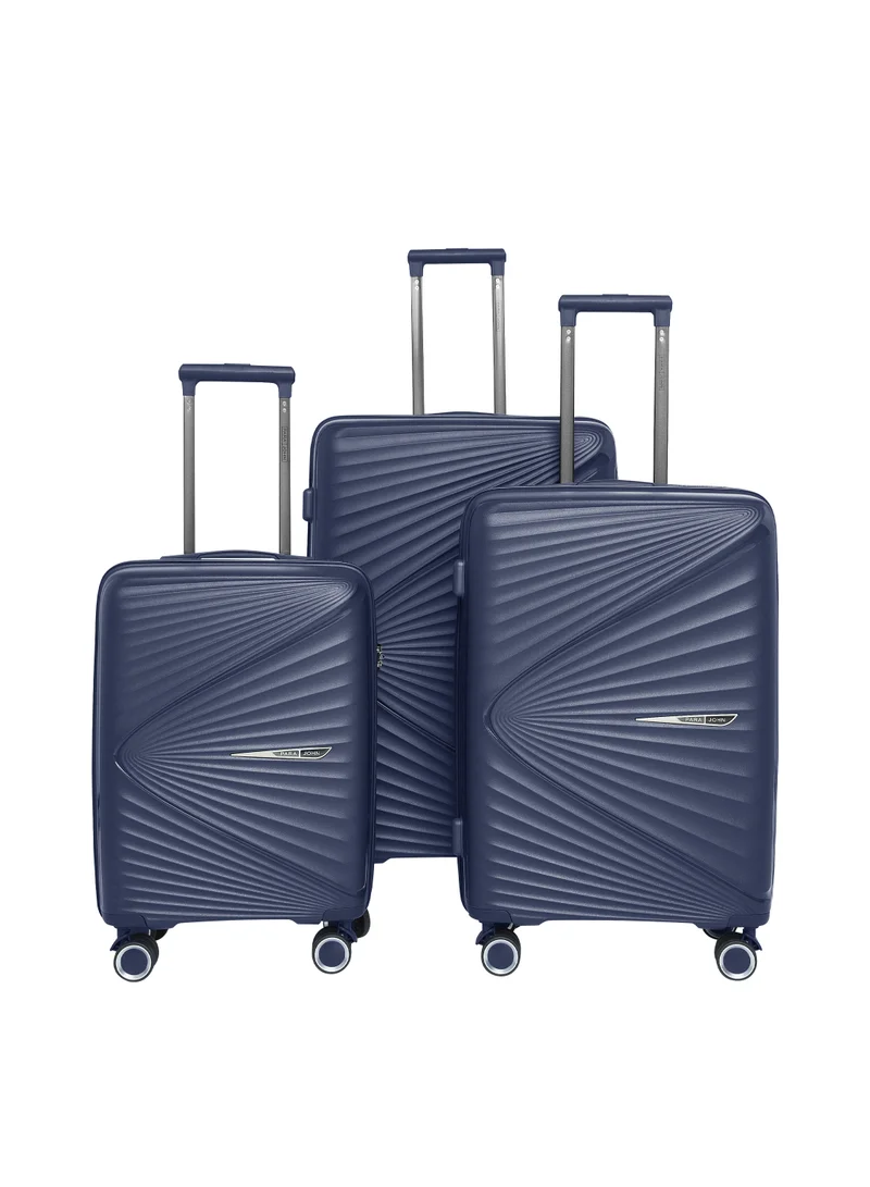 PARAJOHN Luggage Sets 3 Piece With Trolley Set With Lightweight Polypropylene Shell 8 Spinner Wheels For Travel Blue