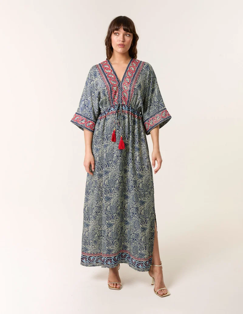 Blue Vanilla Embellished Kimono Dress