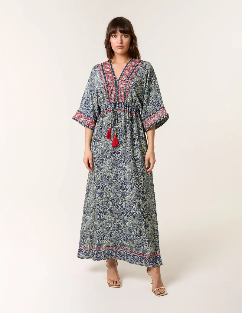 Blue Vanilla Embellished Kimono Dress
