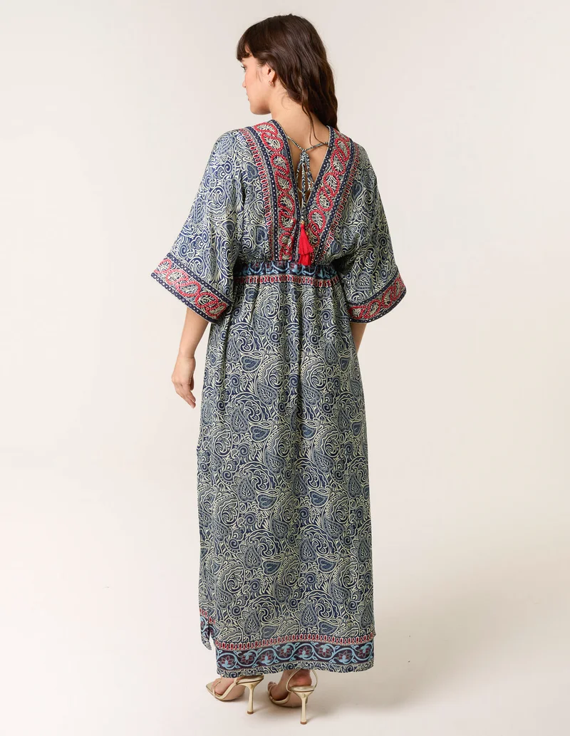 Blue Vanilla Embellished Kimono Dress