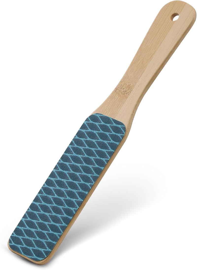 BEZOX Foot File Callus Remover with Bamboo Handle1 PCS DoubleSided Portable Foot Sander Professional Pedicure Heel Scrubber for Smooth and Beautiful Feet  Blue