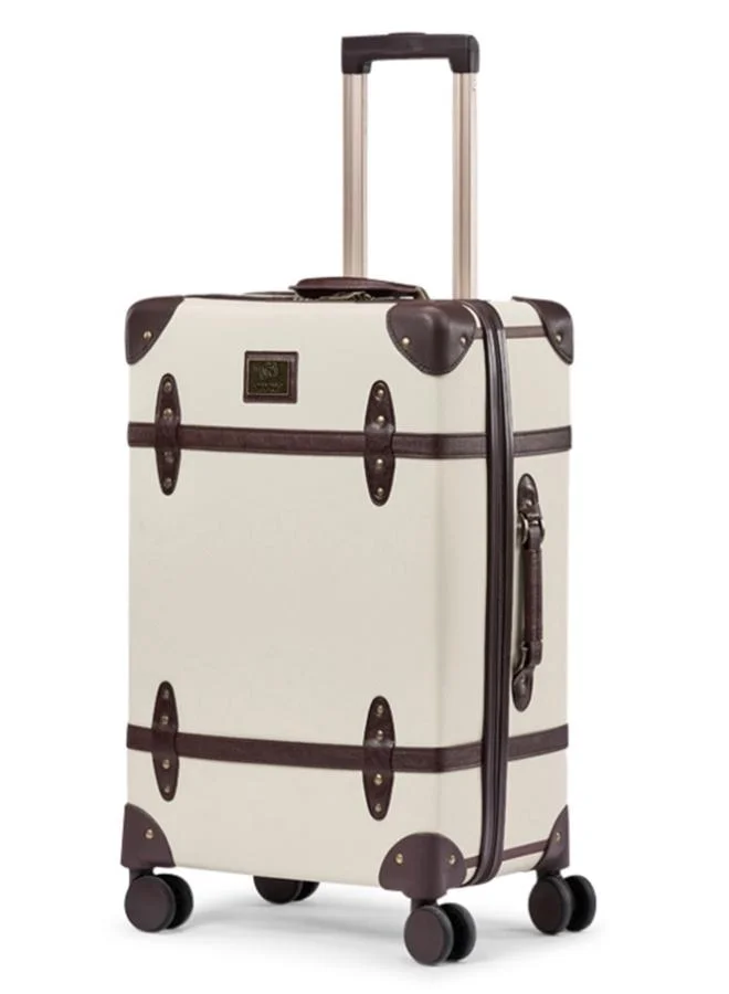 LIMRA 20-inch premium leather travel luggage - cabin carry-on suitcase with 360° spinner wheels, lightweight