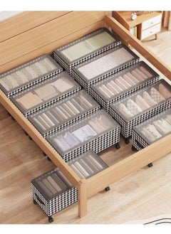 XiuWoo 77*29*30cm Under Bed Storage Box With Wheels Handles Clear Window Houndstooth Pattern Printed Large Capacity Rolling Clothes Storage Bins For Clothes Bedding Shoe Toy Houndstooth  - Image 3