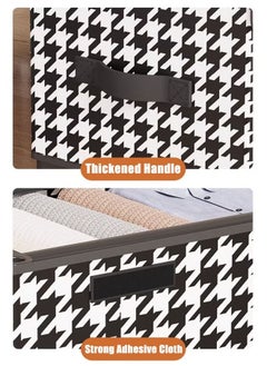 XiuWoo 77*29*30cm Under Bed Storage Box With Wheels Handles Clear Window Houndstooth Pattern Printed Large Capacity Rolling Clothes Storage Bins For Clothes Bedding Shoe Toy Houndstooth  - Image 4