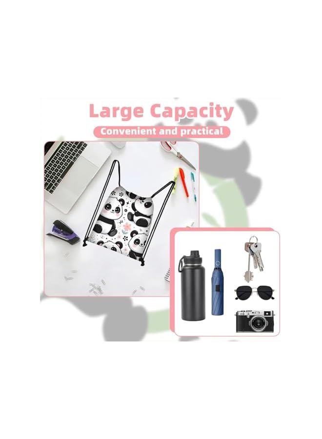 S-TOP Panda Drawstring Backpack, Waterproof Lightweight Cute Panda Pattern String Bag, Daily Use for Travel Swimming Sports, Ideal Birthday & Children's Day Gift - Image 2