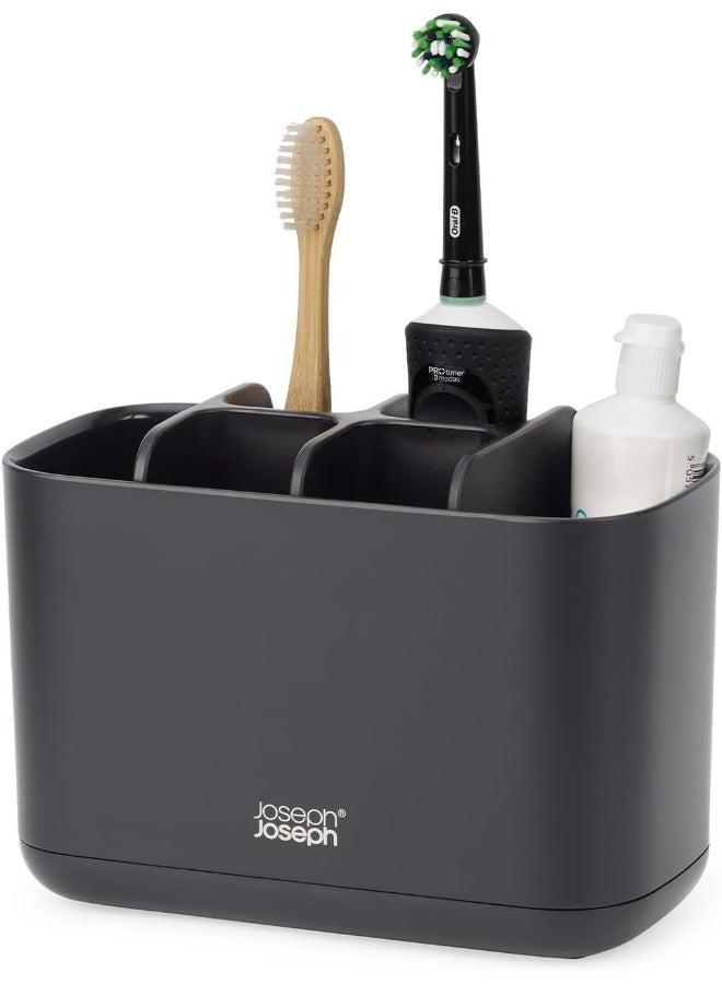 Joseph Joseph جوزيف جوزيف إيزي-ستور - حامل فرشاة الأسنان، تخزين الحمام، كبير، أسود غير لامع - Image 1