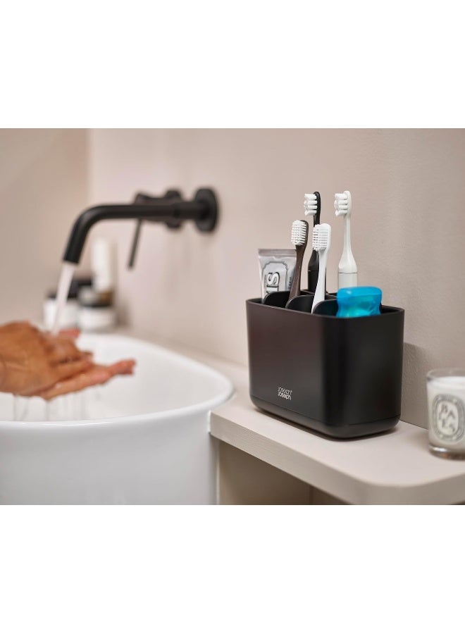 Joseph Joseph جوزيف جوزيف إيزي-ستور - حامل فرشاة الأسنان، تخزين الحمام، كبير، أسود غير لامع - Image 5