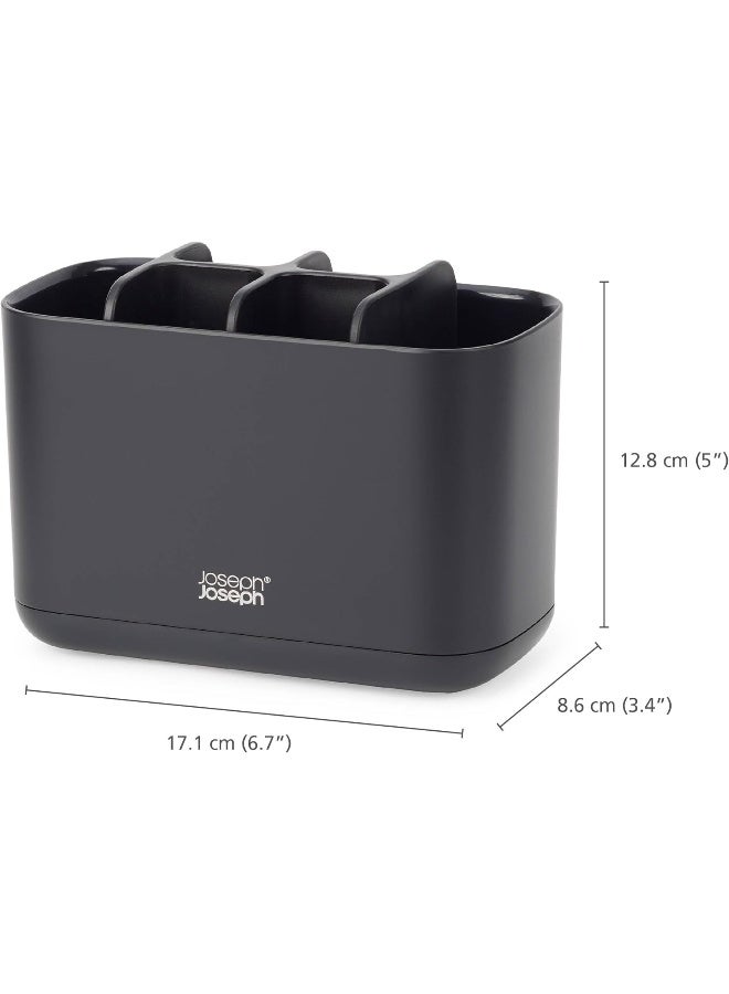 Joseph Joseph جوزيف جوزيف إيزي-ستور - حامل فرشاة الأسنان، تخزين الحمام، كبير، أسود غير لامع - Image 4