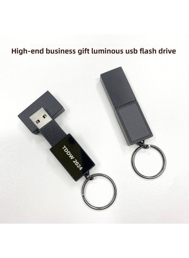 Led Luminous U Disk Square Metal Gift USB 128g Large Capacity 2.0/3.0 Business Metal U Disk With Light-Color:U Disk + Iron Box Packaging-Capacity:USB2.0 2GB  - Image 2