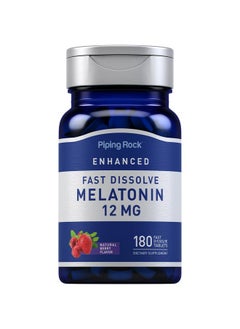 Piping Rock Piping Rock Melatonin 12 mg | 180 Fast Dissolve Tablets | Berry Flavor | Non-GMO, Gluten Free Supplement  - Image 1
