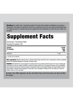 Piping Rock Piping Rock Melatonin 12 mg | 180 Fast Dissolve Tablets | Berry Flavor | Non-GMO, Gluten Free Supplement  - Image 2