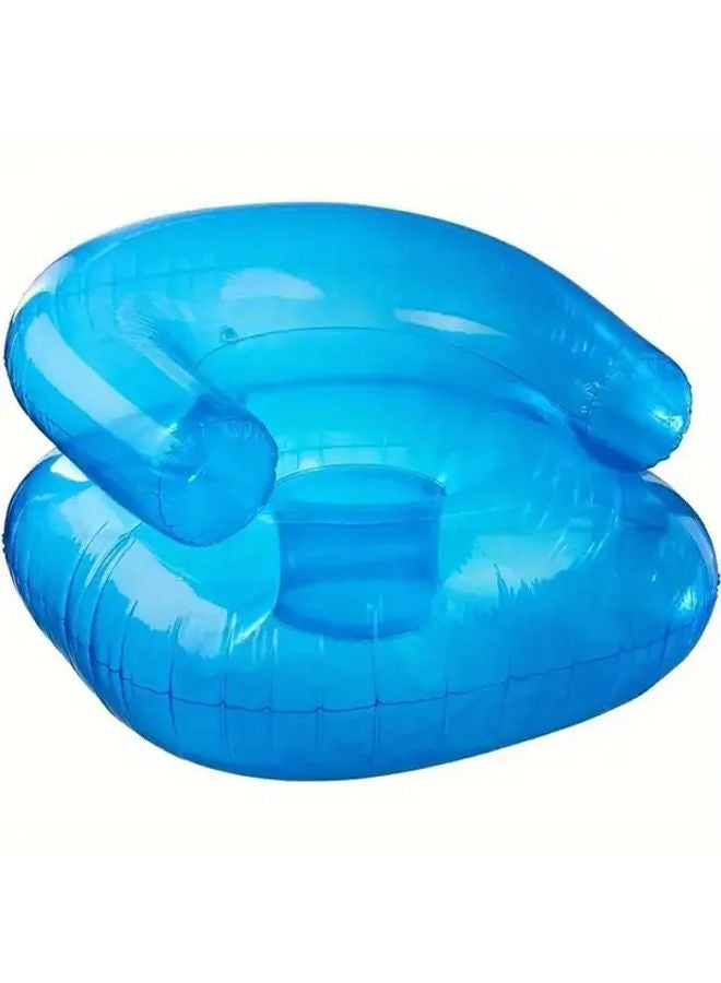 Inflatable Outdoor Sofa with Backrest Quick Inflate PVC Furniture Portable Lounge Chair Transparent Blue - Image 1