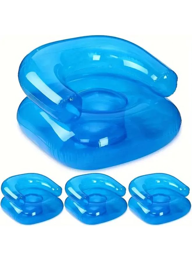 Inflatable Outdoor Sofa with Backrest Quick Inflate PVC Furniture Portable Lounge Chair Transparent Blue - Image 3