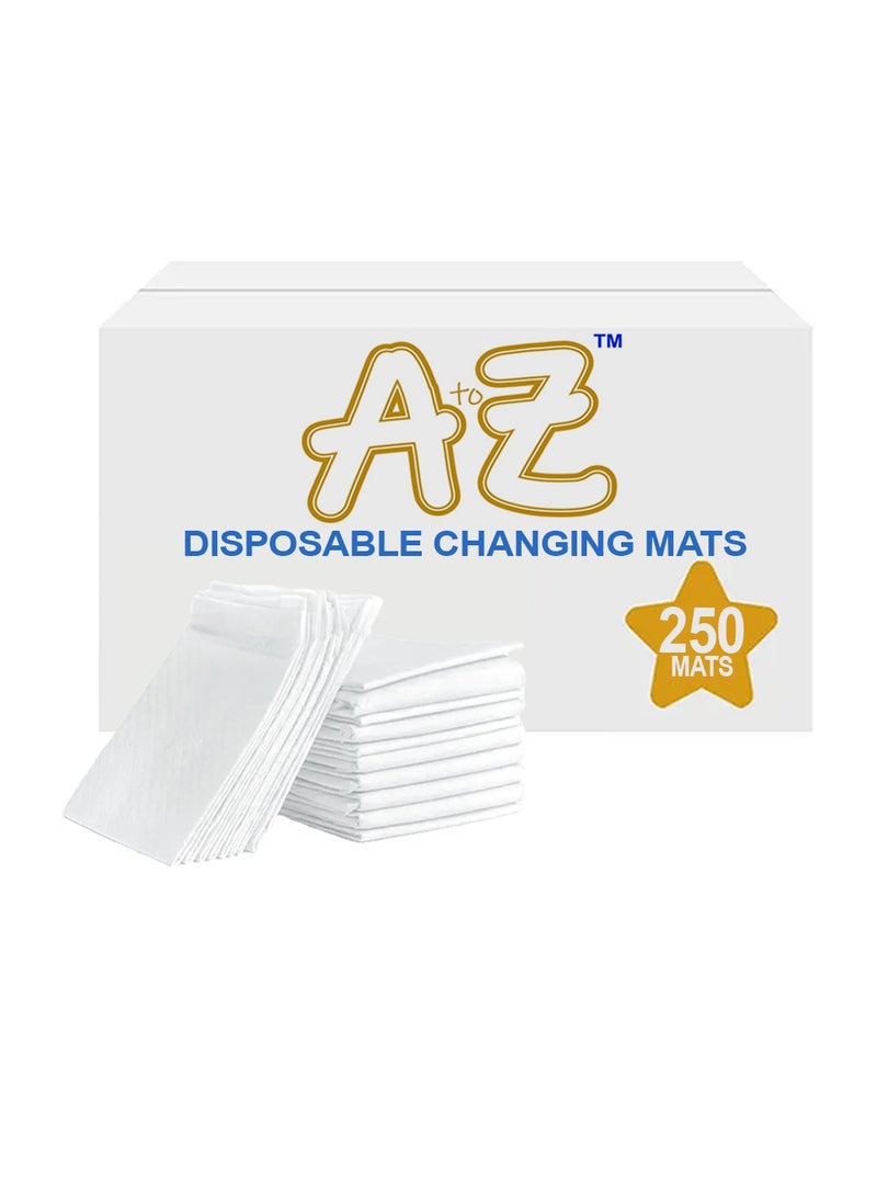 A TO Z A to Z - Disposable Changing Mat size (45cm x 60cm) Large- Premium Quality for Baby Soft Ultra Absorbent Waterproof - Pack of 250-white  - Image 1