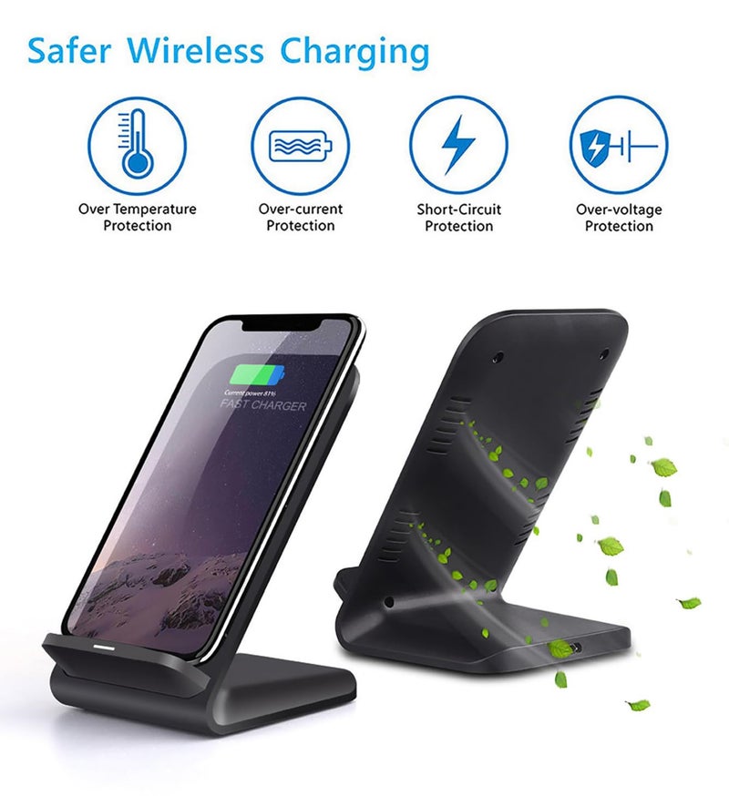 Cesbiomo 2 Pack Wireless Charging Stand, 20W Fast Charging Stand with QC3.0 Adapter for Samsung Galaxy S25/S25+/S25 Ultra/S24/S23/S22/S21/Note, for iPhone 17 Air Pro Max/16/15/14/13/12/11 Series, and More. - Image 5