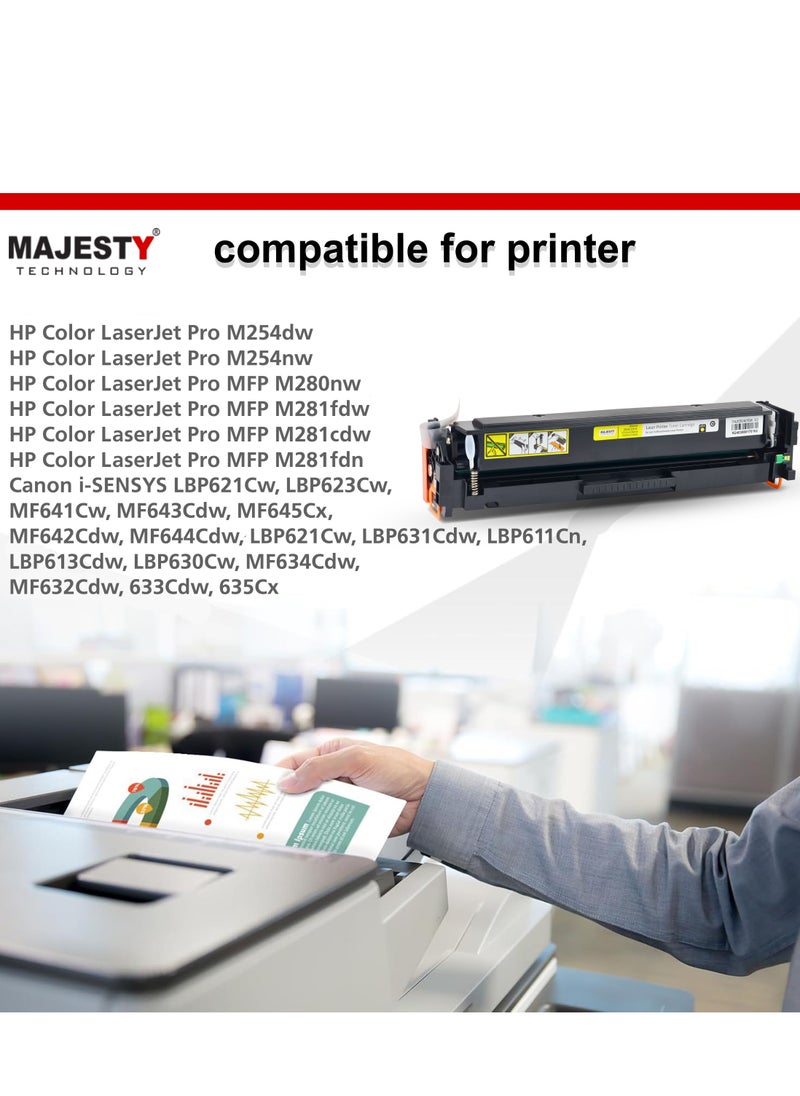 Majesty - 203A CF542A Toner Cartridge Compatible with HP Color Laserjet Pro M254dw M254dn M254nw & HP Color Laserjet Pro MFP M281fdw MFP M280nw MFP M281cdw MFP M281fdn Printer (Yellow) - Image 1
