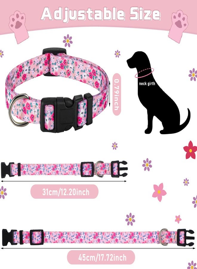 Saintrygo 4 Pack Dog Collar Floral Breakaway Pet Collars Adjustable Spring and Summer Pet Collar Floral Dog Collar for Pet Dog Puppy Summer Decoration (Medium) - Image 3