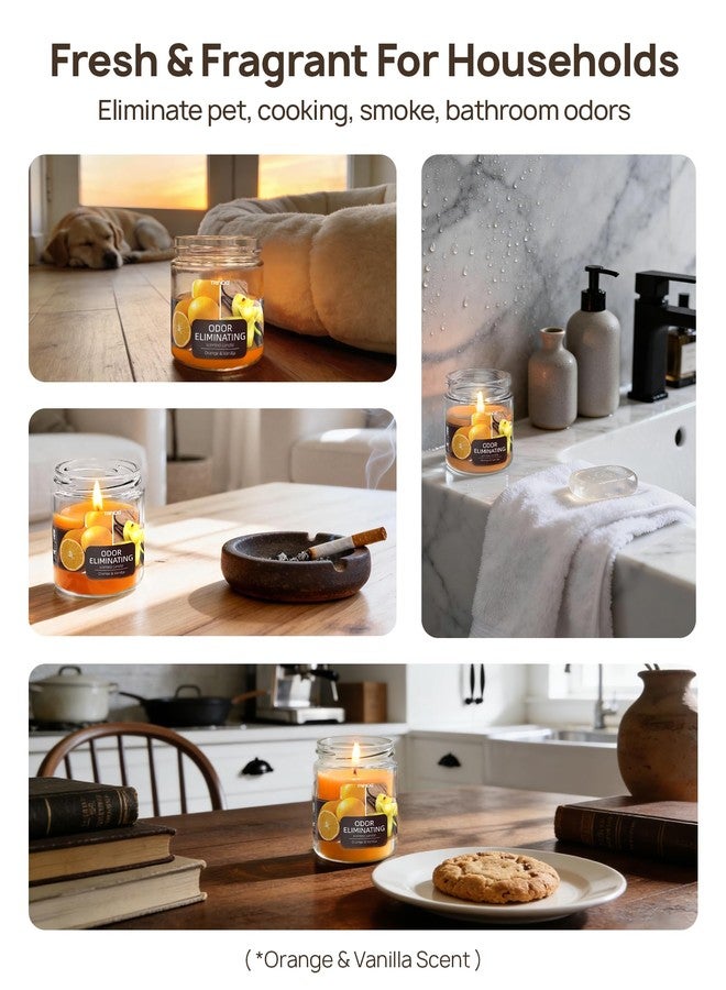 TRINIDa Orange & Vanilla Odor Eliminating Candles for Home Scented, Eliminates 99% of Pet, Smoke, Food and Other Smells Quickly, Highly Fragranced Candle, Premium Soy Candles Set for Women - Image 3