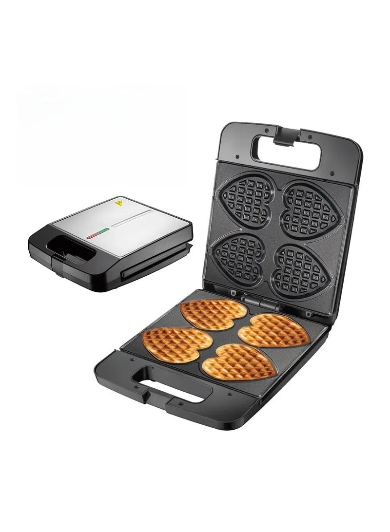 general Home heart shaped waffle maker, multifunctional sandwich maker toaster, 4 slice waffle breakfast maker cake maker, easy to make waffles, sandwiches and cakes - Image 1