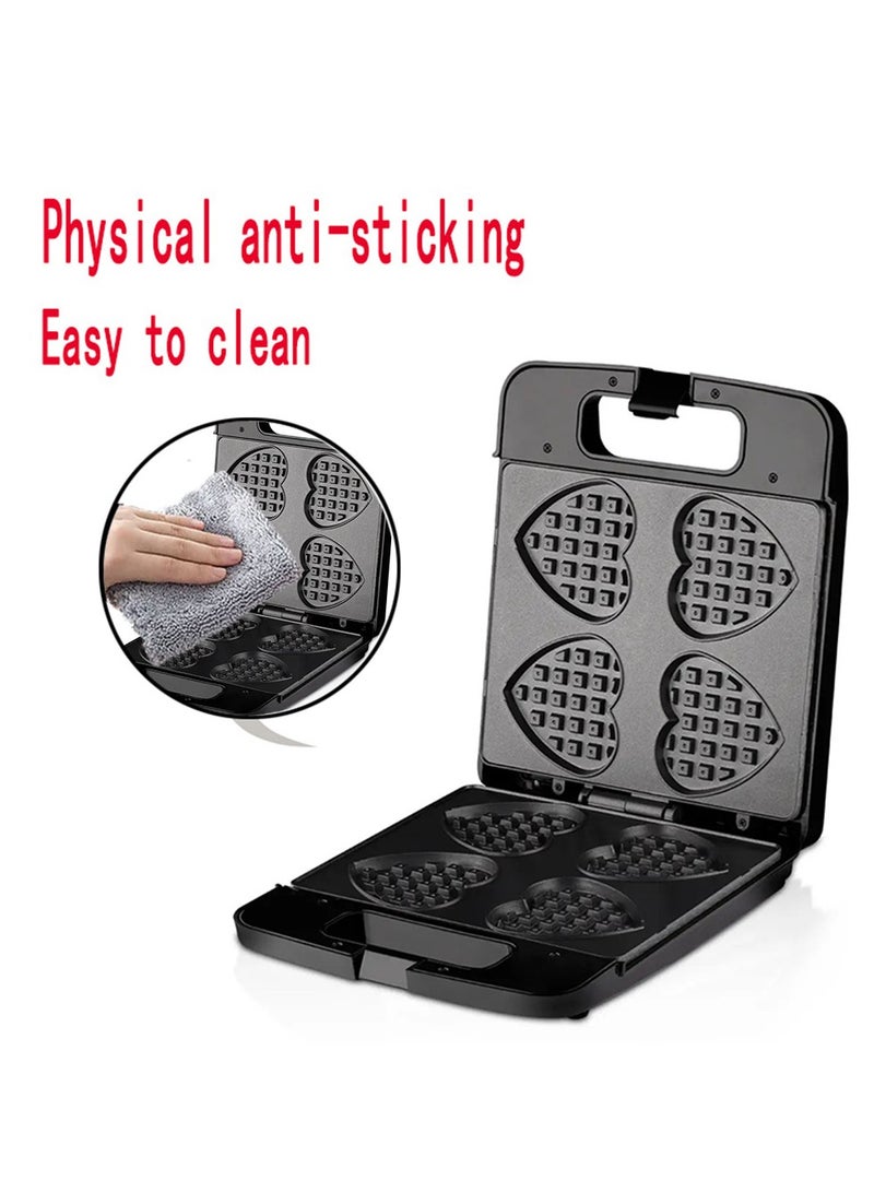 general Home heart shaped waffle maker, multifunctional sandwich maker toaster, 4 slice waffle breakfast maker cake maker, easy to make waffles, sandwiches and cakes - Image 3