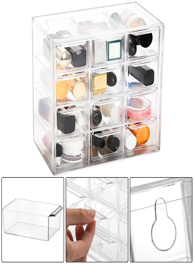 YOUEON 2 Pack Mini Desk Organizer with 12 Removable Drawers, Clear Plastic Desktop Drawer Organizer, Desk Craft Storage Box for DIY Crafts, Art Supply, Office, Cosmetic, Jewelry - Image 3