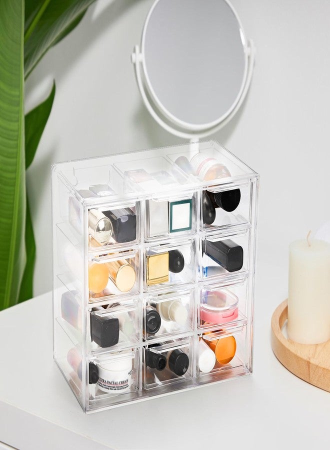 YOUEON 2 Pack Mini Desk Organizer with 12 Removable Drawers, Clear Plastic Desktop Drawer Organizer, Desk Craft Storage Box for DIY Crafts, Art Supply, Office, Cosmetic, Jewelry - Image 5