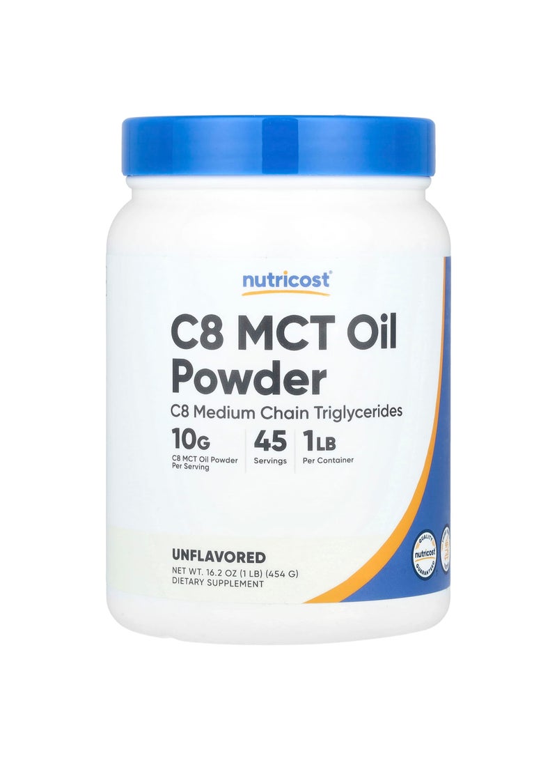 C8 MCT Oil Powder, Unflavored, 1 lb (454 g)