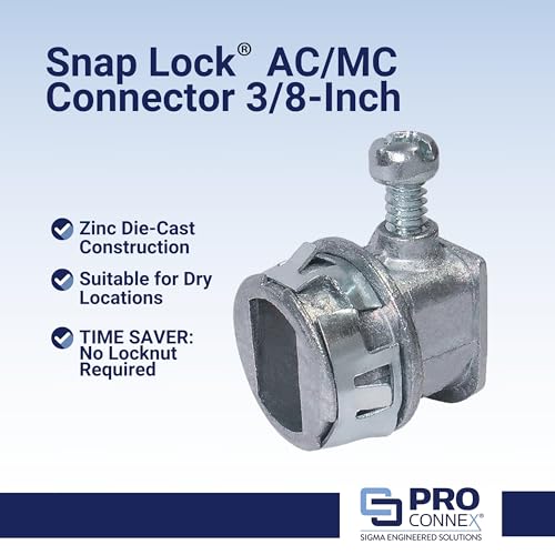 SIGMA ENGINEERED SOLUTIONS ProConnex C-560 Snap Lock AC/MC Connector 3/8" Silver, 25-Pack - Image 2