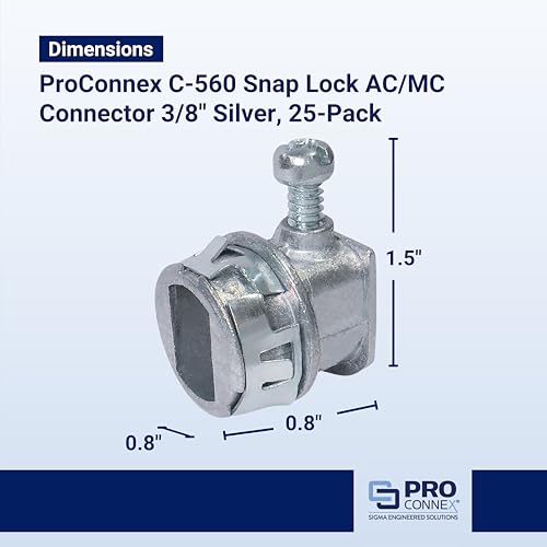 SIGMA ENGINEERED SOLUTIONS ProConnex C-560 Snap Lock AC/MC Connector 3/8" Silver, 25-Pack - Image 5