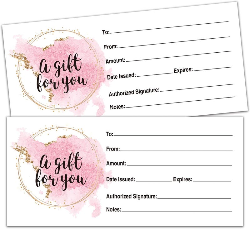 25 Blank Gift Certificates for Small Business, Clients or As Luxury Holiday Vouchers, Massage, Hair & Nail Salon Spa, Restaurants, DIY Coupon Cards for Birthday, Mom Valentines Day, Him & Her. - Image 1