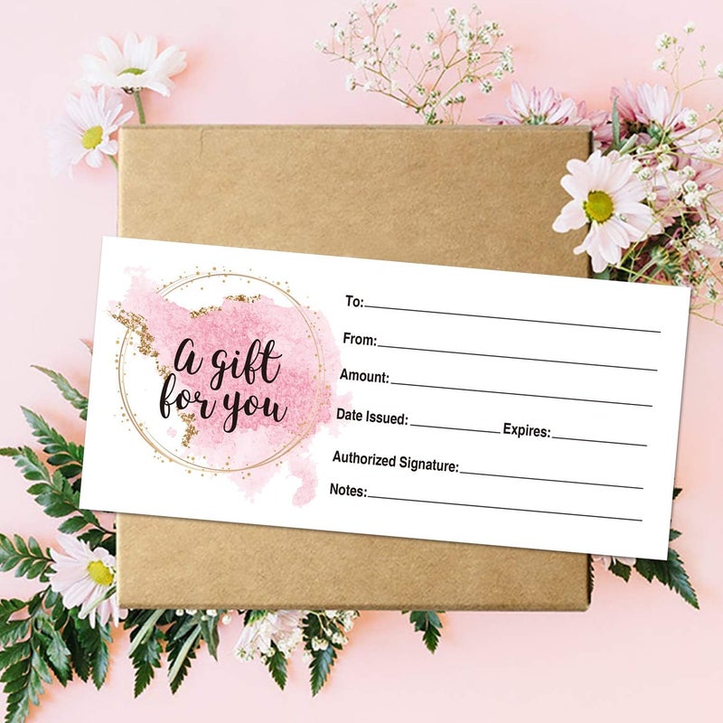 25 Blank Gift Certificates for Small Business, Clients or As Luxury Holiday Vouchers, Massage, Hair & Nail Salon Spa, Restaurants, DIY Coupon Cards for Birthday, Mom Valentines Day, Him & Her. - Image 2