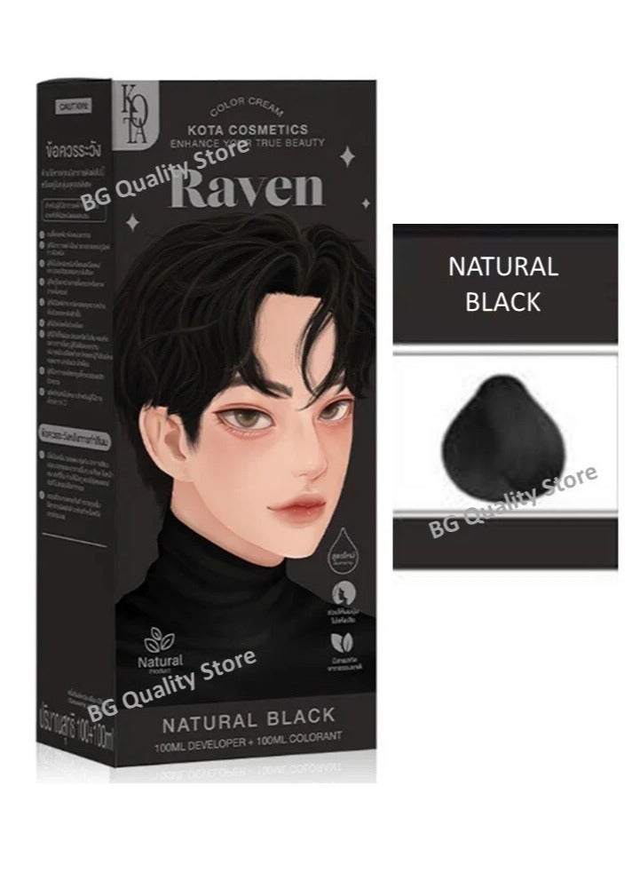 Kota Costemics Raven Natural Permanent Hair Dye Color Cream, 100g – Organic Extracts & Grey Coverage
