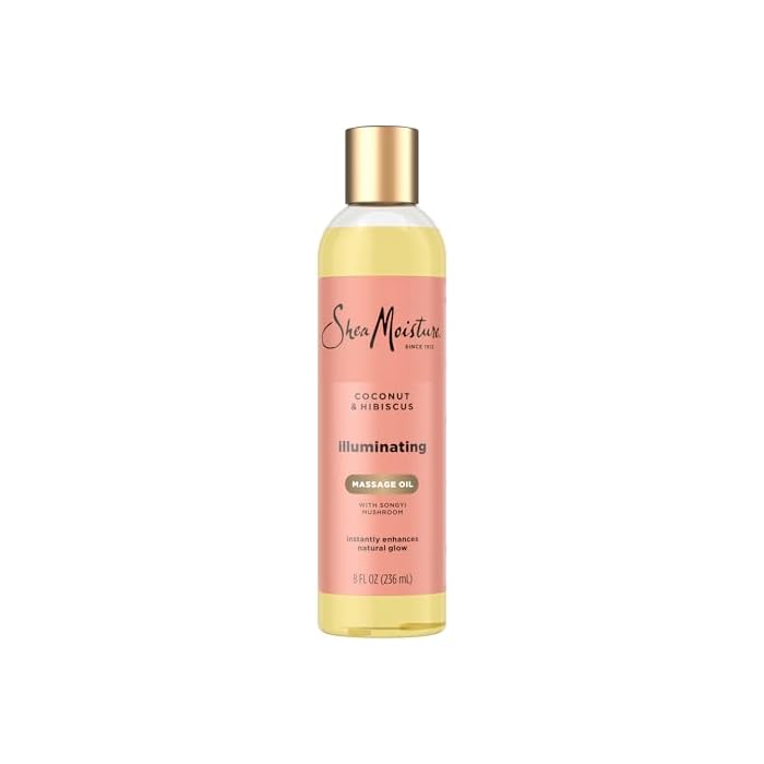 Shea Moisture Coconut & Hibiscus Massage Oil and Body Oil for Dry Skin, Bath Oil with Coconut Oil and Vitamin E Oil for Skin, 8 oz