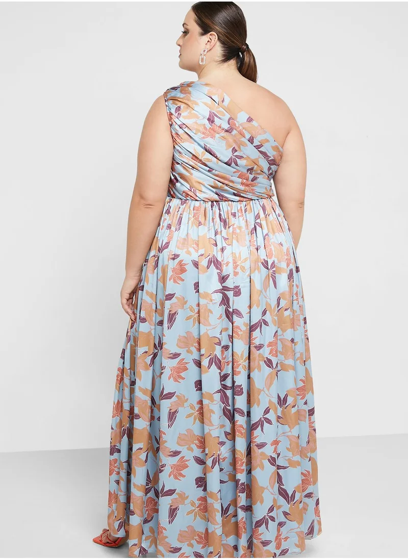 Anaya with Love Curve One Shoulder Printed Dress