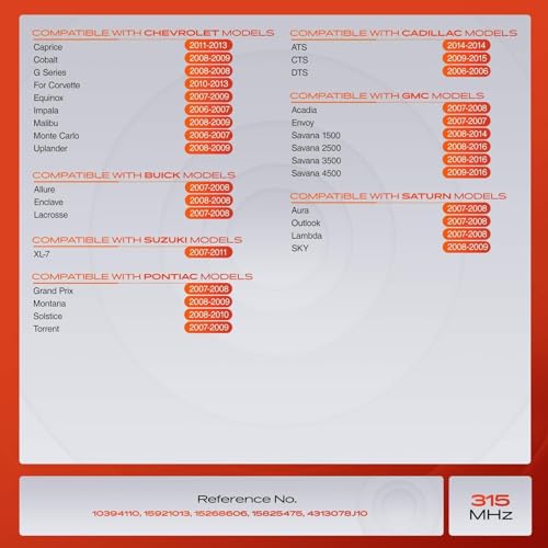 A-Premium 4PCS Pre-Programmed TPMS Sensor Tire Pressure Monitoring Sensor - Compatible with Chevy, GMC, Buick & More - Corvette, Equinox, Impala, Malibu, Acadia, Envoy, Savana, Lacrosse, CTS - 315MHz - Image 2