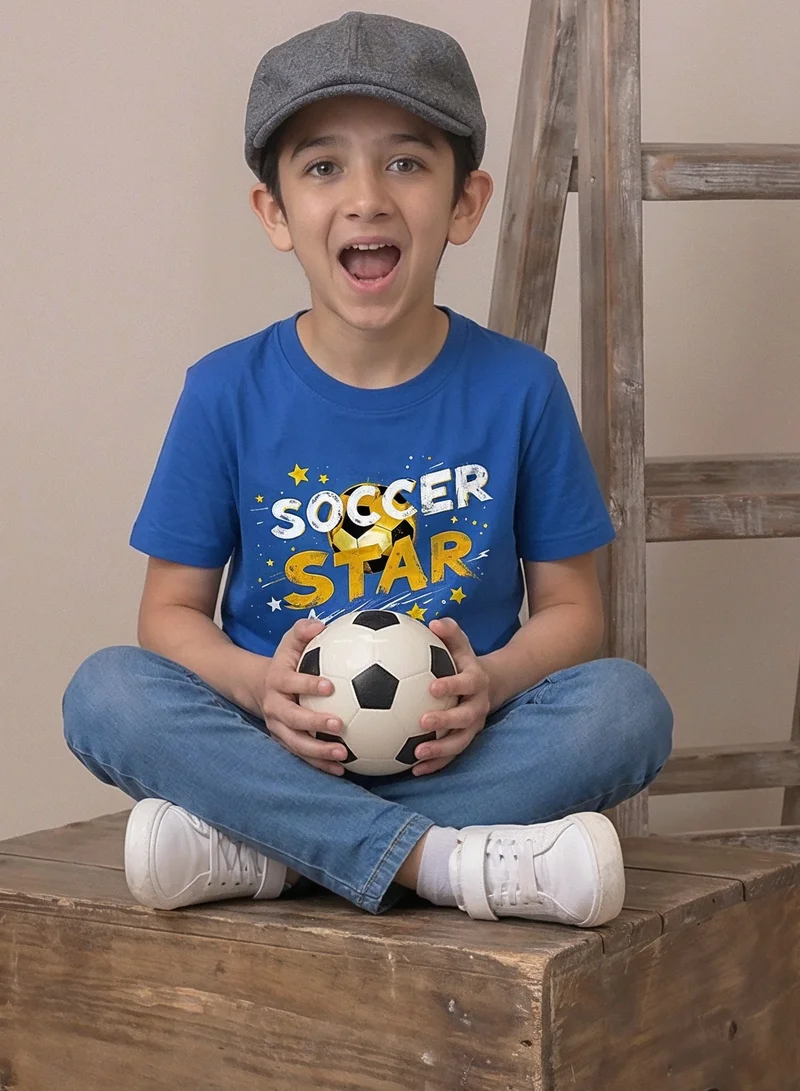 Funkaar blue Funkaar Kids Soccer Graphic Print T-shirt  | Best Price UAE