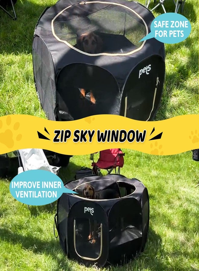 كينغ كامب قفص لعب محمول للحيوانات الأليفة من كينج كامب - قفص لعب كبير للكلاب والقطط 50×50×24 بوصة مع حقيبة حمل للكلاب الكبيرة، مناسب للاستخدام الداخلي والخارجي، للسفر والتخييم، خيمة للحيوانات الأليفة مع غطاء علوي قابل للإزالة بسحاب - Image 3