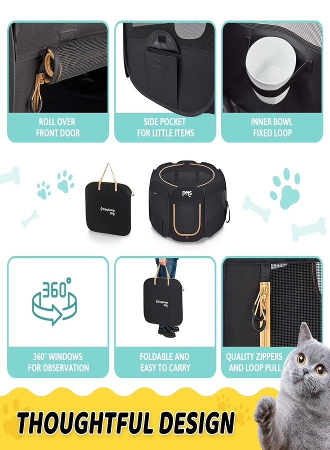 كينغ كامب قفص لعب محمول للحيوانات الأليفة من كينج كامب - قفص لعب كبير للكلاب والقطط 50×50×24 بوصة مع حقيبة حمل للكلاب الكبيرة، مناسب للاستخدام الداخلي والخارجي، للسفر والتخييم، خيمة للحيوانات الأليفة مع غطاء علوي قابل للإزالة بسحاب - Image 4