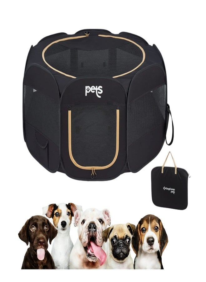 كينغ كامب قفص لعب محمول للحيوانات الأليفة من كينج كامب - قفص لعب كبير للكلاب والقطط 50×50×24 بوصة مع حقيبة حمل للكلاب الكبيرة، مناسب للاستخدام الداخلي والخارجي، للسفر والتخييم، خيمة للحيوانات الأليفة مع غطاء علوي قابل للإزالة بسحاب - Image 1