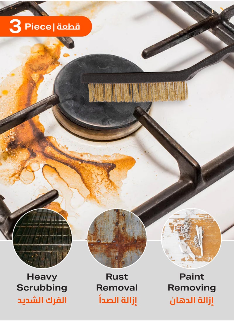 LAWAZIM Wire Brush Set -3 Piece- Industrial Grade Brushes with Durable Bristles for Rust Removal Metal Cleaning and Surface Preparation -Automotive Machinery Maintenance Household and Garden Cleaning  - Image 4