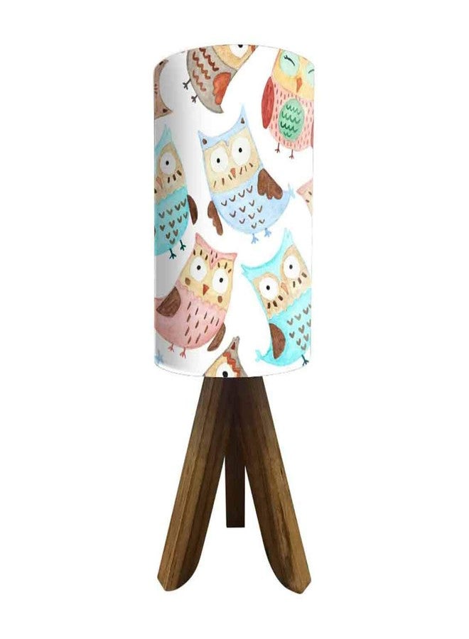 Nutcase Mini�Wooden�Night Lamp for Kids� -Made in India with Teak�Wood�14" Bedside� Table Lamp for Kid's Bedroom (Bulb Included) �-�Owls - Image 1